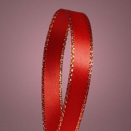 Paper Mart Red Satin Ribbon with Gold Edges 38 X 50Yd