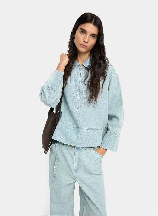 بارفوا قميص جينز بسحاب مغلق