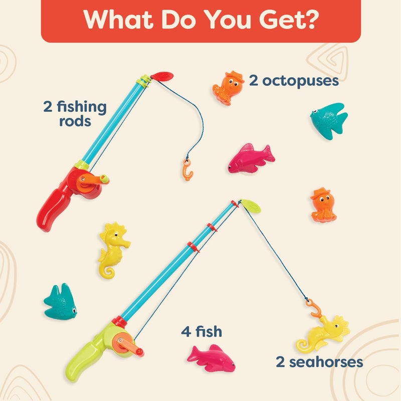 B. toys- Little Fisher's Kit- WaterPlay- Magnetic Fishing Play set for Kids- Fishing Game – 2 Fishing Rods & 8 Sea Animals – Water Toys for Bath, Pool- 3 years + - Image 3