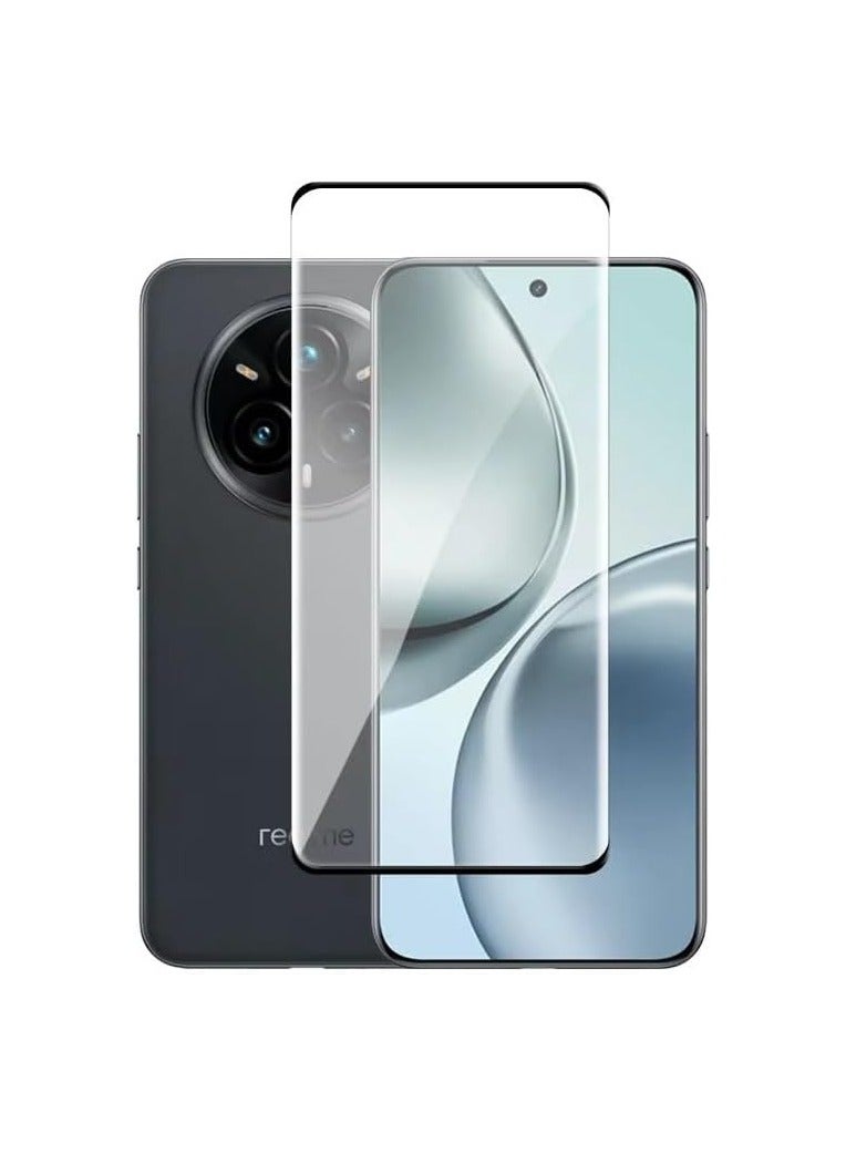 حماية شاشة Realme 14 Pro Plus زجاج مقسى لاصق كامل تغطية كاملة خالي من الفقاعات مضاد للخدش عالي الوضوح استجابة عالية لـ Realme 14 Pro+ 5G 2025 5D أسود - Image 1