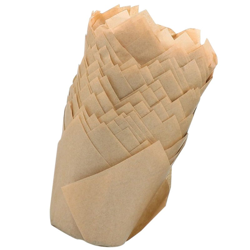 Natural Tulip Paper Cupcake Liners 100 Pcs Greaseproof High Temperature Resistant Baking Cups - Image 2