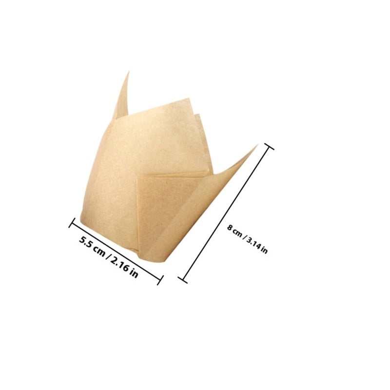 Natural Tulip Paper Cupcake Liners 100 Pcs Greaseproof High Temperature Resistant Baking Cups - Image 3
