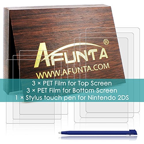 AFUNTA Screen Protector and Stylus Compatible 2DS, AFUNTA 3 Pack (6 Pcs) HD Clear PET Film for Top and Bottom Screen, with 1 Plastic Blue Screen Touch Pen - Image 2
