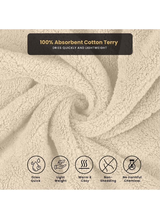 Cotton home Cotton Home Unisex Bathrobe - 100% Cotton Super Soft Highly Absorbent Lightweight Bathrobes for Women & Men - Ideal for Everyday Comfort & Relaxation Ivory  - Image 4