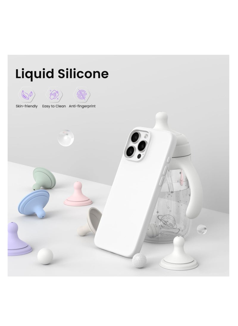 Aookay - Compatible with iPhone 16 Pro Max Case, [Silky and Soft Touch Series] Premium Soft Liquid Silicone Rubber Full-Body Protective Bumper Case for iPhone 16 Pro Max (White) - Image 1