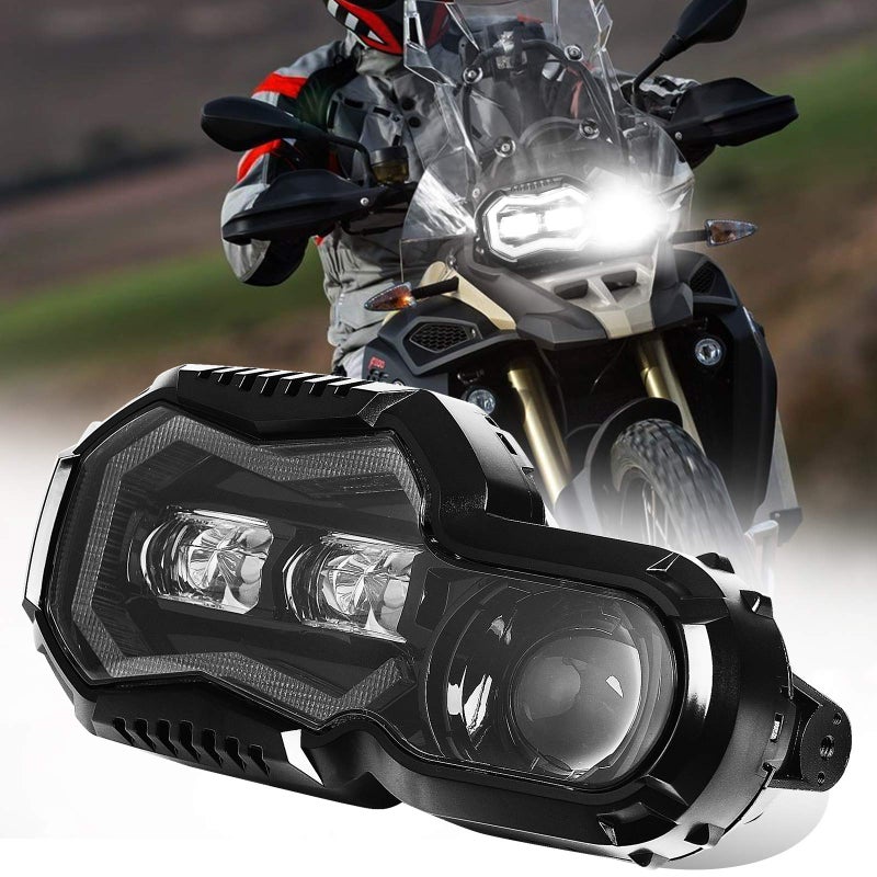 AUDEXEN 200W LED Headlight Assembly with Angel Eyes DRL HighLow Beam Compatible with BMW F800GS F800GS Adventure F700GS F650GS