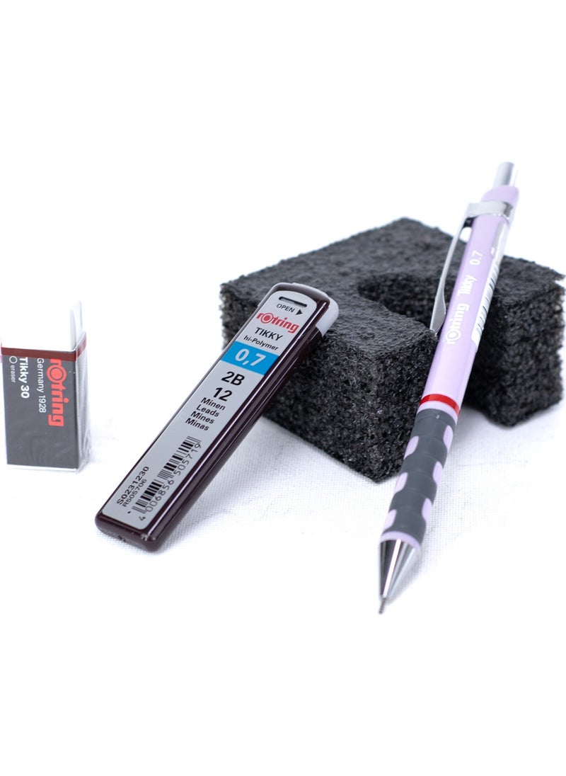 Rotring Oppland Stationery Tikky 2b Tip Pencil Original Eraser Gift 0.7 mm Ergonomic Durable Set  - Image 1