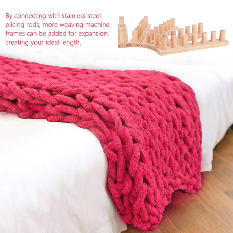 MLLNFUE 68" Chunky Blanket Loom Kit for DIY No-Needle Hand Knitting Adjustable Wooden Loom Frame Beginner Friendly Yarn Craft for Home Decor & Large Throw Blankets - Image 5