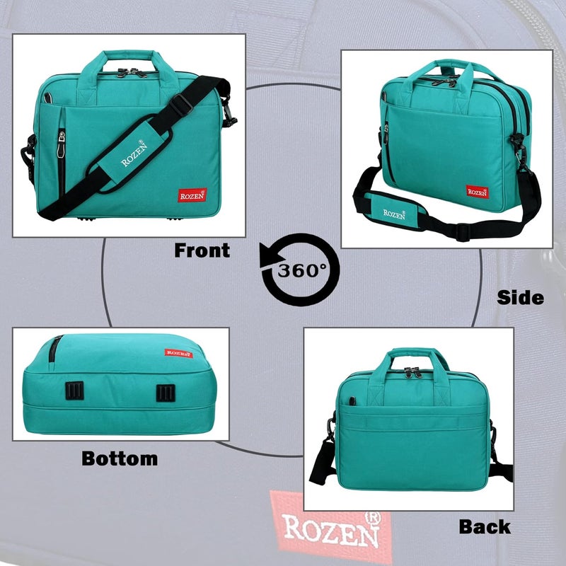 ROZEN حقيبة لابتوب بحجم 15.6 بوصة (39.6 سم) مع حزام كتف لحقيبة عمل احترافية للسفر للرجال والنساء، حقائب تنفيذية رسمية مقاومة للماء - Image 2