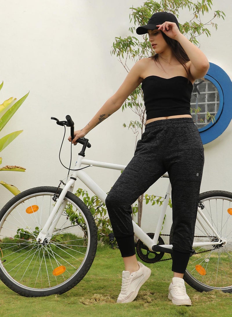 PINACOLADA Women's Midnight Black Heathered Trackpants - Image 3