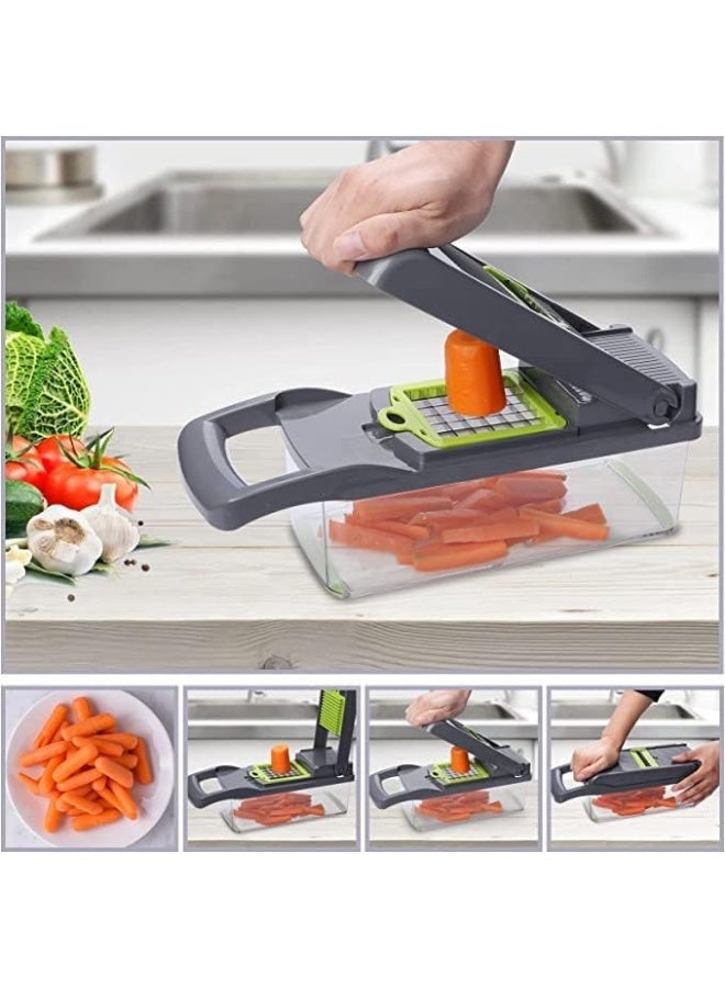 AWH Vegetable Chopper, 14-in-1 Multifunctional Vegetable Slicer, Onion Mincer Chopper, Vegetable Chopper, Cutter, Dicer, Salad Potato, Carrot Garlic Egg Separator with 8 Blades - Image 4