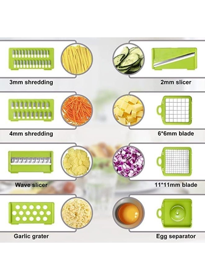 AWH Vegetable Chopper, 14-in-1 Multifunctional Vegetable Slicer, Onion Mincer Chopper, Vegetable Chopper, Cutter, Dicer, Salad Potato, Carrot Garlic Egg Separator with 8 Blades - Image 2