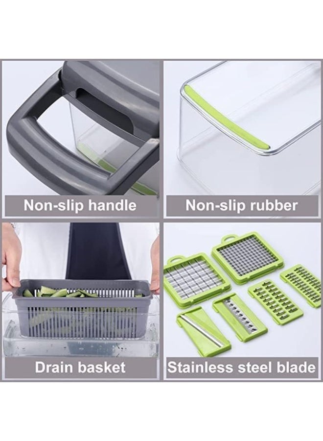 AWH Vegetable Chopper, 14-in-1 Multifunctional Vegetable Slicer, Onion Mincer Chopper, Vegetable Chopper, Cutter, Dicer, Salad Potato, Carrot Garlic Egg Separator with 8 Blades - Image 5