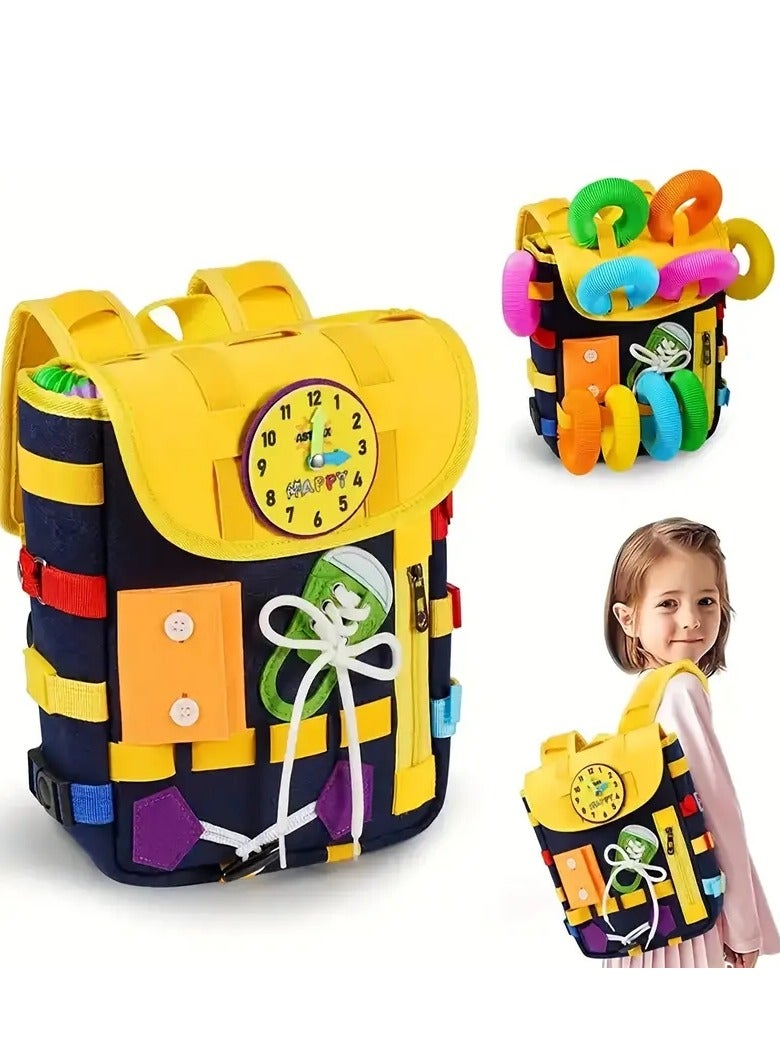 Gonice Develop Fine Motor Skills & Basic Life Skills With Busy Board Toddler Backpack - Learn To Tie Shoes & More - Ideal Toy - Image 1