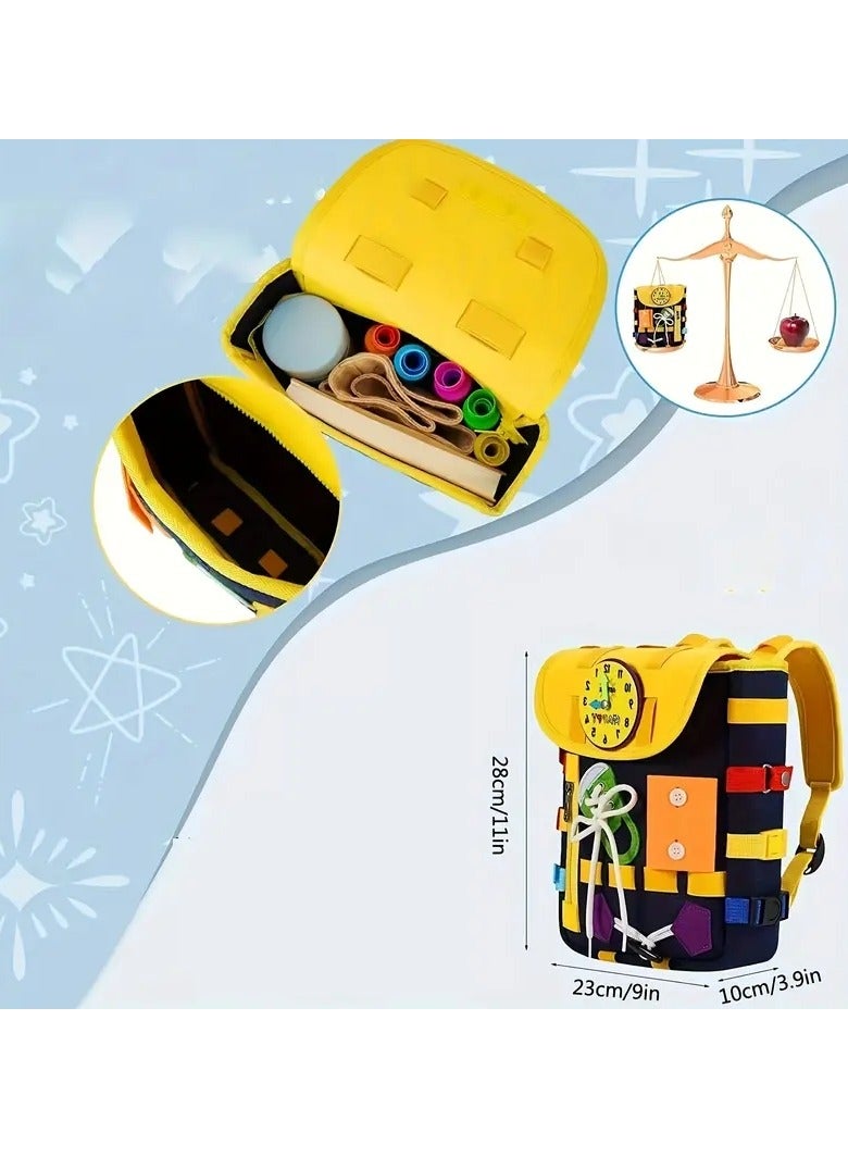 Gonice Develop Fine Motor Skills & Basic Life Skills With Busy Board Toddler Backpack - Learn To Tie Shoes & More - Ideal Toy - Image 3