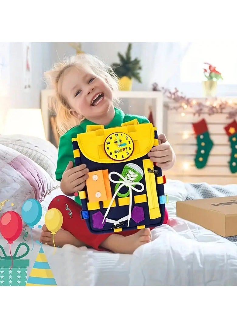Gonice Develop Fine Motor Skills & Basic Life Skills With Busy Board Toddler Backpack - Learn To Tie Shoes & More - Ideal Toy - Image 2
