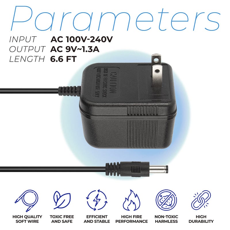 ANTOBLE 9VAC AC-AC Adapter Charger for Digitech RP100 RP150 RP200 RP300 RP350 RP3 RP250 RP200A RP250 RP255 RP350 RP300A RP355 Guitar Pedal Multi Effects Processor Switching Power Supply - Image 5
