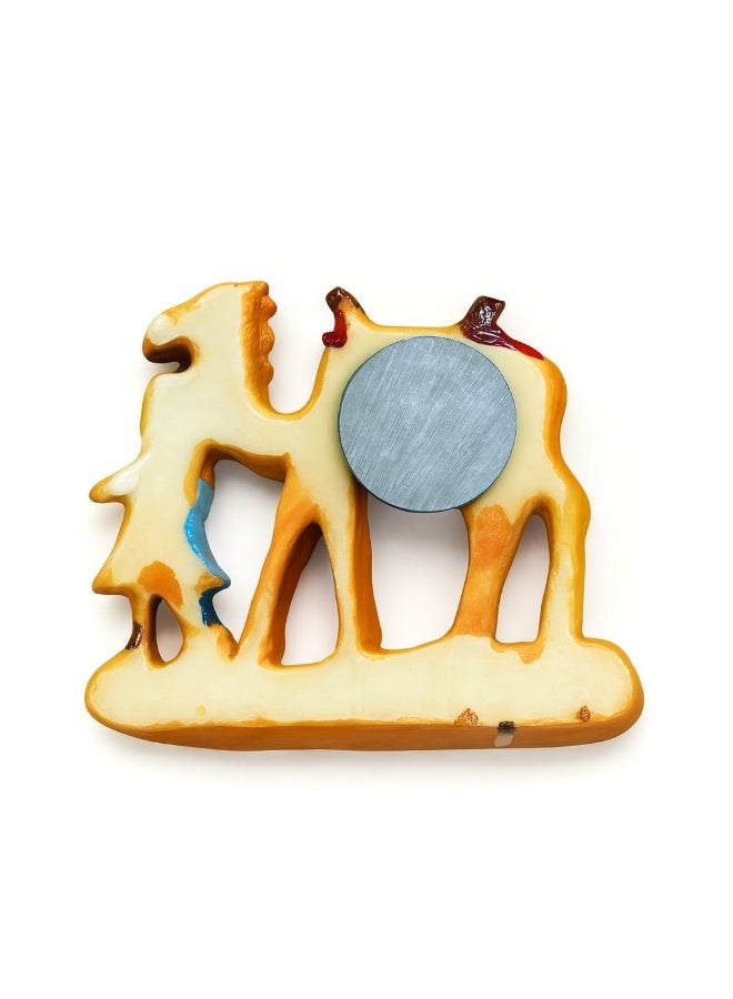 Saudi Arabia Camel Souvenir Fridge Magnet – Handcrafted 3D Ceramic Fridge Decor Featuring Traditional Bedouin Guide, Vibrant Saddle Colors, Cultural Heritage Base – Arabian Travel Gift & Keepsake - Image 2