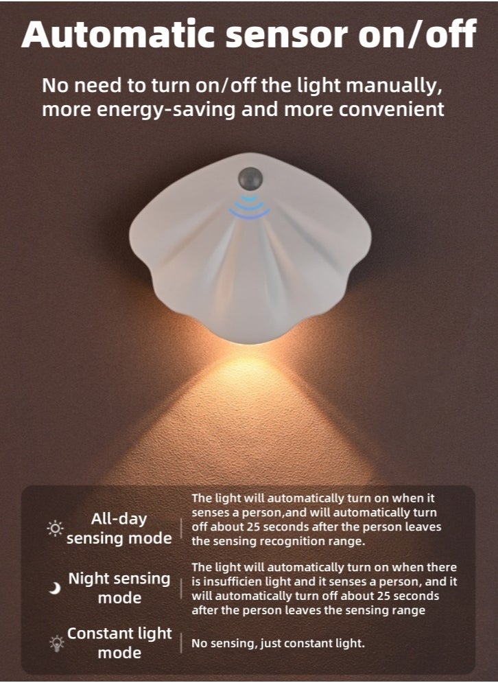 Lullaxx Lullaxx Shell motion sensor light for home,3-color Dimmable Indoor night light,under cabinet light,for Bedroom, Stairs, Hallway(White,1200mAh)  - Image 5