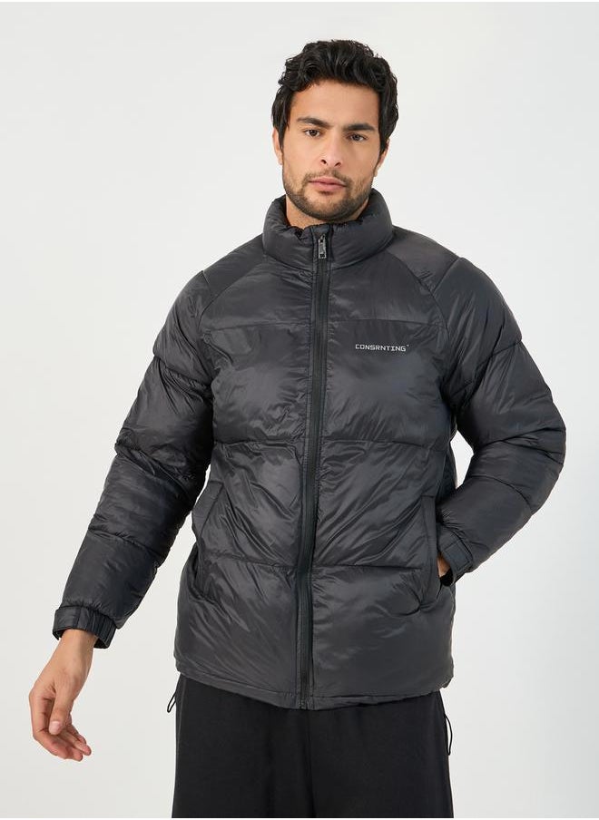 Styli - Quilted Puffer Jacket with Minimal Print Detail - Image 1