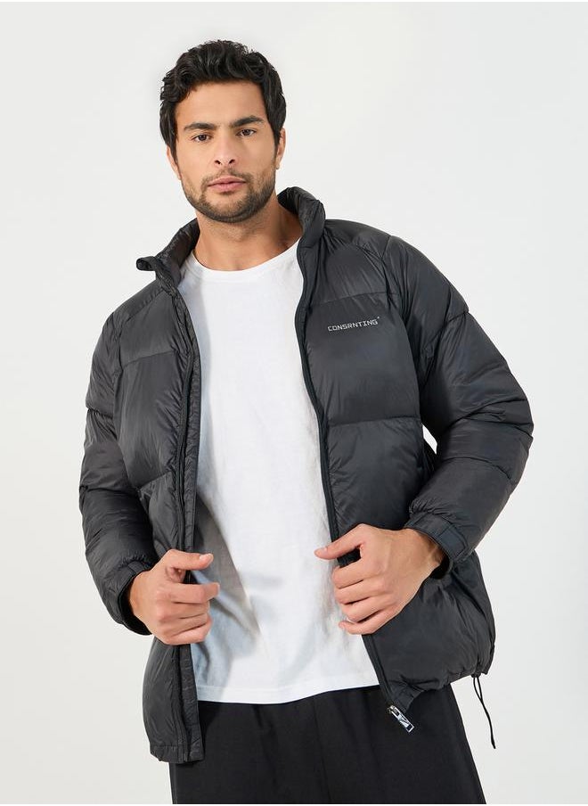 Styli - Quilted Puffer Jacket with Minimal Print Detail - Image 1