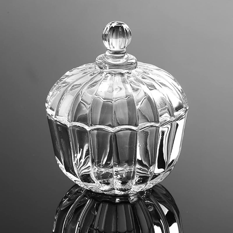 Mevanta Mevanta Crystal Glass Candy Dish with Lid premium Candy Jar Cookie Jar Decorative Candy Bowl Jewelry Dish Covered Candy Jars for Buffet Kitchen Home Office Desk Set Of 1 1 SpiralE - Image 1