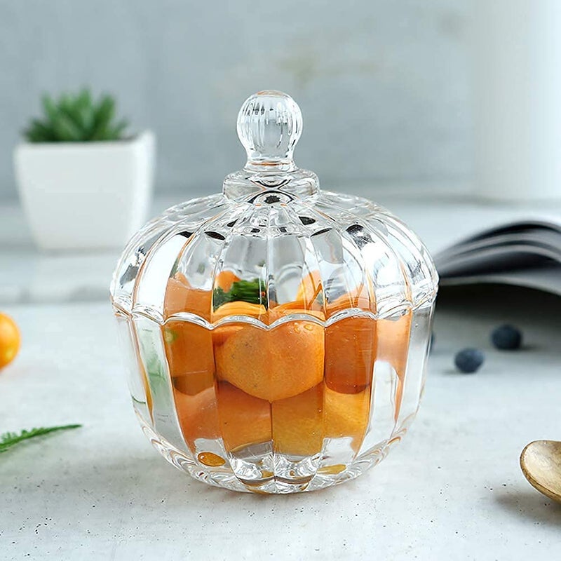 Mevanta Mevanta Crystal Glass Candy Dish with Lid premium Candy Jar Cookie Jar Decorative Candy Bowl Jewelry Dish Covered Candy Jars for Buffet Kitchen Home Office Desk Set Of 1 1 SpiralE - Image 2