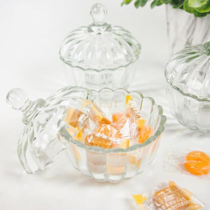 Mevanta Mevanta Crystal Glass Candy Dish with Lid premium Candy Jar Cookie Jar Decorative Candy Bowl Jewelry Dish Covered Candy Jars for Buffet Kitchen Home Office Desk Set Of 1 1 SpiralE - Image 5