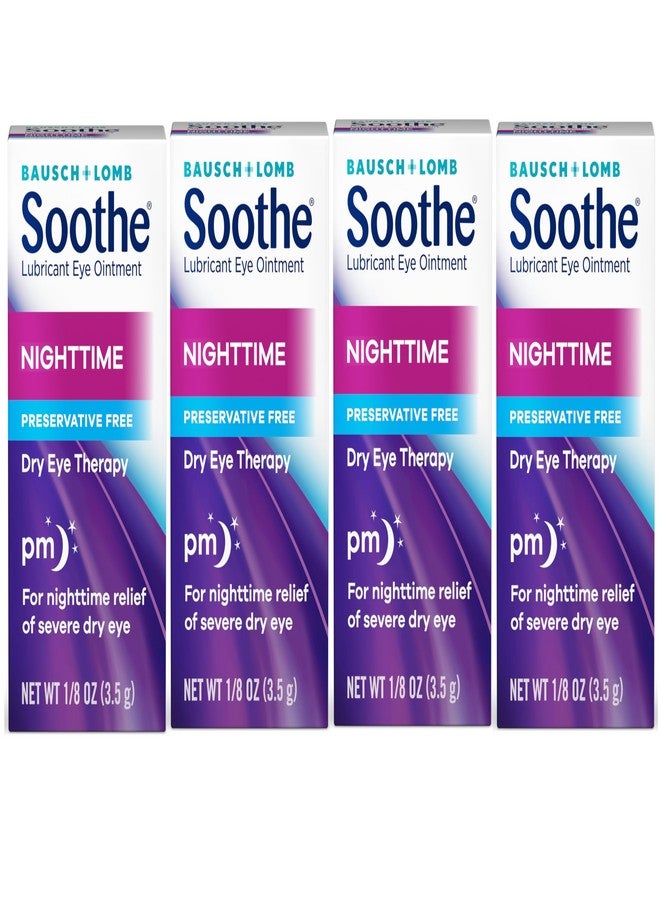 Bausch + Lomb Soothe Eye Ointment by Bausch & Lomb, Lubricant Relief for Dry Eyes, Moisturizing & Comforting Nighttime Dry Eye Therapy, Suitable for Sensitive Eyes, Preservative Free, 3.5 g - 4 Pack - Image 1