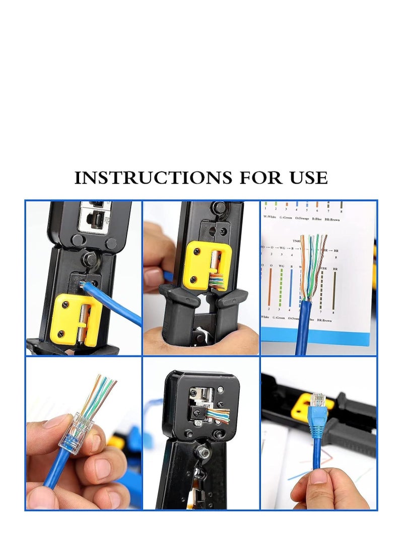 RJ45 Crimp ToolPass Through Connector End With Cat6 Crimping Tool Kit for RJ45/RJ12 Regular and End-Pass-Through connectors - Image 5