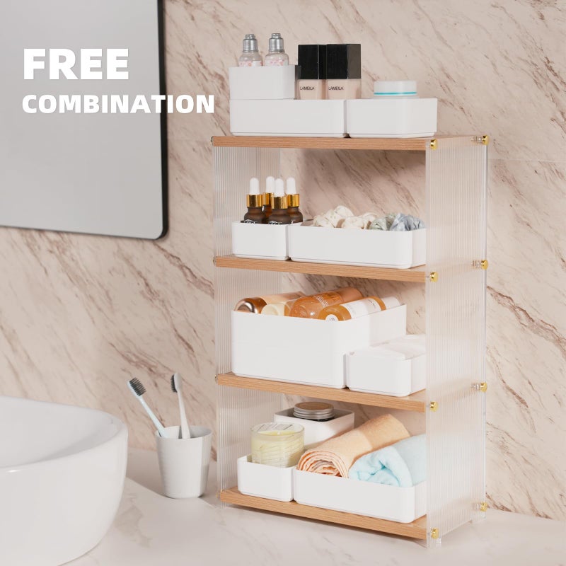 CHANCETSUI 11-Piece Stackable Drawer Organizer Set, Multi-size Desk Drawer Organizer Trays Vanity Storage Bins for Storing Makeup, Stationery, Utensils in Bathroom Dresser, Office and Kitchen - Image 4