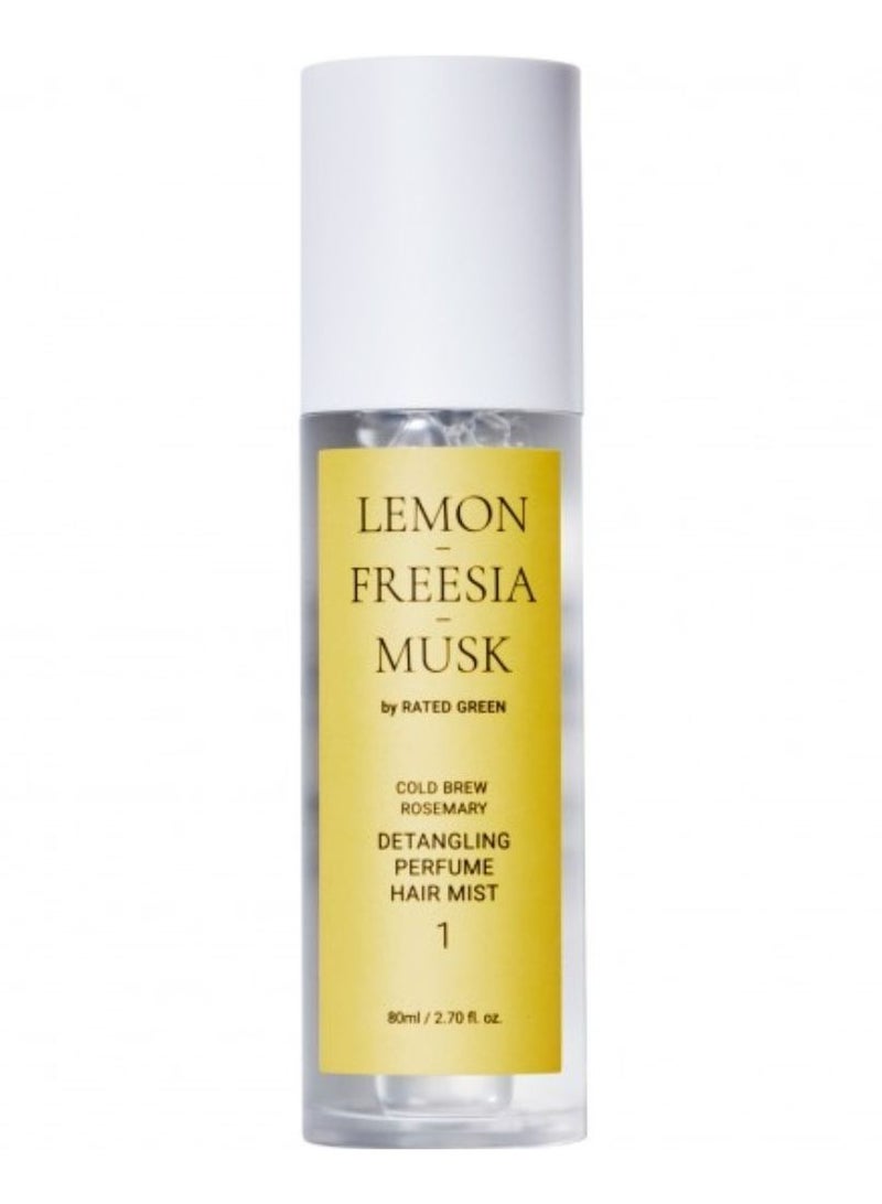 Rated Green Cold Brew Rosemary Detangling Perfume Hair Mist Lemon Freesia Musk 80ml - Image 1