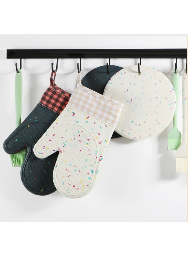 1 Pair Silicone Oven Mitts Waterproof Shell Oven Mitts for Heat Resistant Washable Kitchen Mittens with Cotton Lining for Kitchen - Image 5