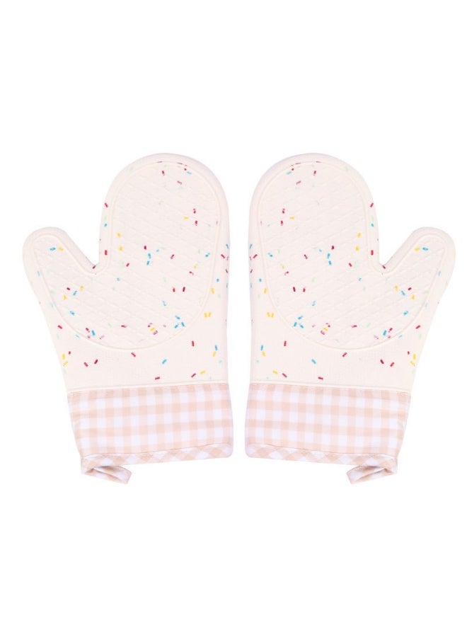 1 Pair Silicone Oven Mitts Waterproof Shell Oven Mitts for Heat Resistant Washable Kitchen Mittens with Cotton Lining for Kitchen - Image 1