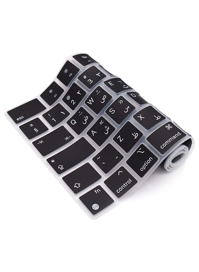 Mufaens EU/UK Layout Arabic/English Keyboard Cover Compatible with MacBook New Air 13.6" & 15.3" M4/M3/M2 Model:-A3113/A2681/A2941/A3114 Release 2024/2023/2022"& MacBook Pro 14.2" & 16.2" M4/M3/M2/M1 Model:- A3112/A3185/A3401/A2992/A2918/A2779/A2442/ A3403/A3186/A2991/A2780/A2485 Release 2024-2021" Black  - Image 5