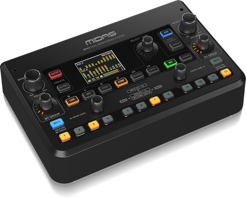 Midas DP48 Dual 48 Channel Personal Monitor Mixer with SD Card Recorder Stereo Ambience Microphone and Remote Powering - Image 2