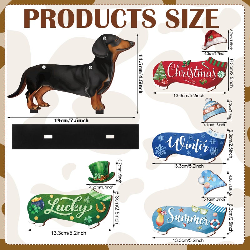 Anglechic 42 Pcs Interchangeable Easter Dachshund Holiday Wiener Dog Decor Seasonal Welcome Sign Tier Tray Decoration Ornament Farmhouse Wood Home Office Desk Accessories for Women Pet Lover Gift - Image 2
