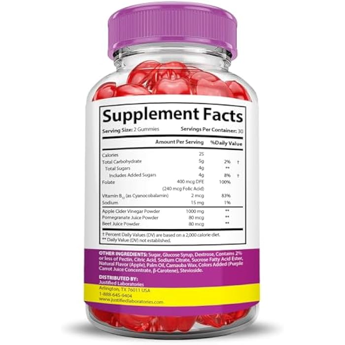 Justified Laboratories (2 Pack) Fast Active Keto ACV Gummies Advanced Formula 1000MG Fastactive Keto Gummies Apple Cider Vinegar Formulated with Pomegranate Beet Juice Powder B12 Vegan Non GMO 120 Gummys - Image 5