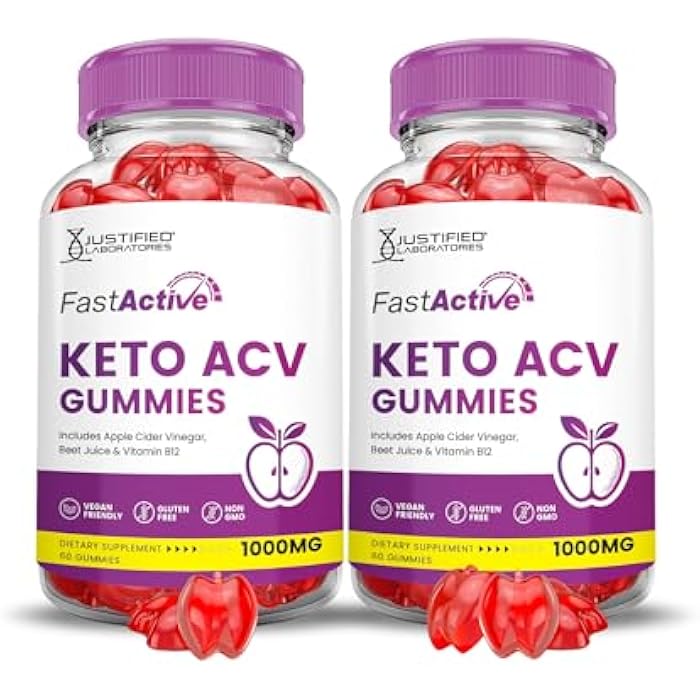 Justified Laboratories (2 Pack) Fast Active Keto ACV Gummies Advanced Formula 1000MG Fastactive Keto Gummies Apple Cider Vinegar Formulated with Pomegranate Beet Juice Powder B12 Vegan Non GMO 120 Gummys - Image 1