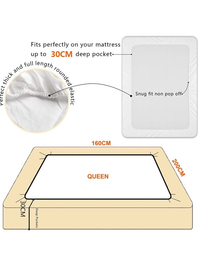 GUSGU اضافية كبيرة فراش الغطاء الواقي ، عالية الجودة 100 ٪ للماء فراش الغطاء ، لا ضوضاء ، تنفس لينة ، مع 5-26cm جيب عميق غطاء السرير ، لا تحتوي على الفينيل - Image 3
