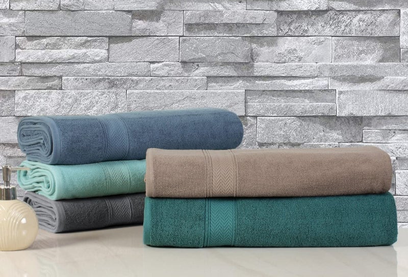 HILLFAIR 600 GSM- 40 x 80 Inches- 100% Cotton 2 Pc XXL Oversized Bath Towel Set- Soft Highly Absorbent Jumbo Bath Sheets Towels Sets- Quick Dry Oversized Bath Towel Sets for Hotel Spa Pool- Stone - Image 5