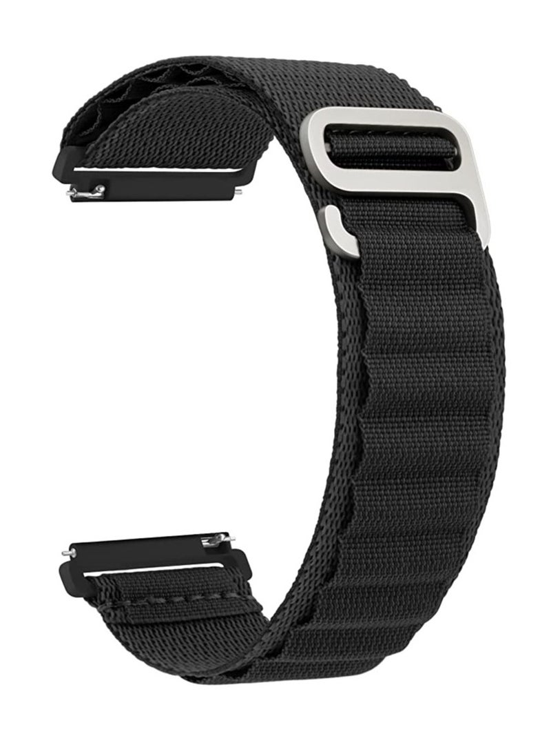 Alpine Loop 22mm Compatible With Only Huawei Gt2E Watches, Durable Sport Nylon Strap With Titanium G Hook  BLACK