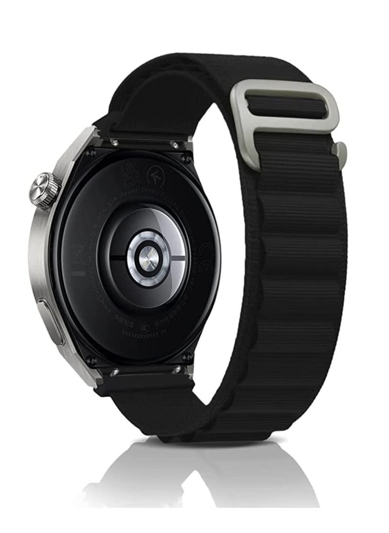 Alpine Loop 22mm Compatible With Only Huawei Gt2E Watches, Durable Sport Nylon Strap With Titanium G Hook  BLACK