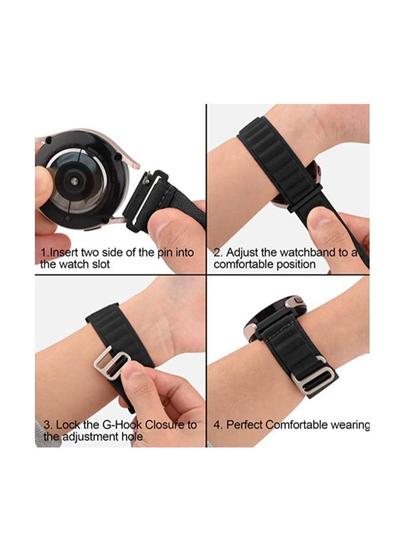 Alpine Loop 22mm Compatible With Only Huawei Gt2E Watches, Durable Sport Nylon Strap With Titanium G Hook  BLACK