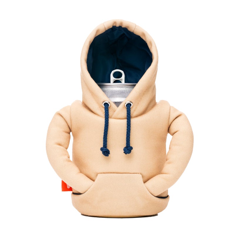 PUFFIN Puffin - The Hoodie Sweatshirt - Insulated 12 oz Can Cooler I Beer Bottle & Soda Can Insulator  Keep Drinks and Beverages Cold - Taco Tan/Sailor Blue - Image 1