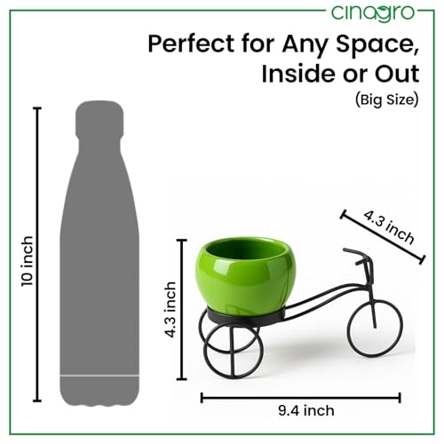 CINAGRO Cycle-Shaped Metal Plant Stand for Indoor & Outdoor Use, Metal Cycle Flower Vase, Decorative Iron Planter Pot Holder for Flowers & Ornaments (24 x 11 x 11cm) Style: Urban Pedal, Big - Image 4