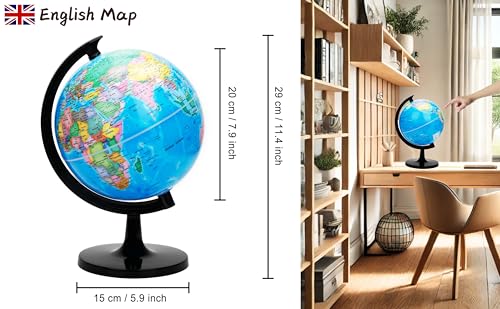 Exerz 8" World Globe - Political Map Educational- Self Assembled School Globe - Image 2