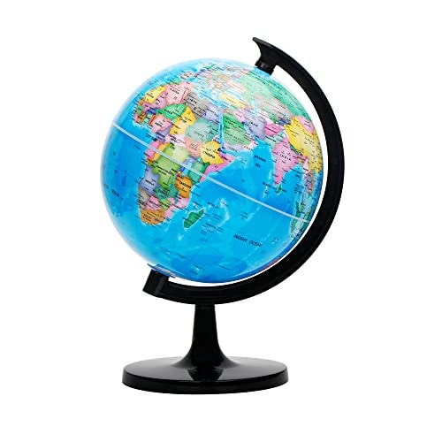 Exerz 8" World Globe - Political Map Educational- Self Assembled School Globe - Image 1