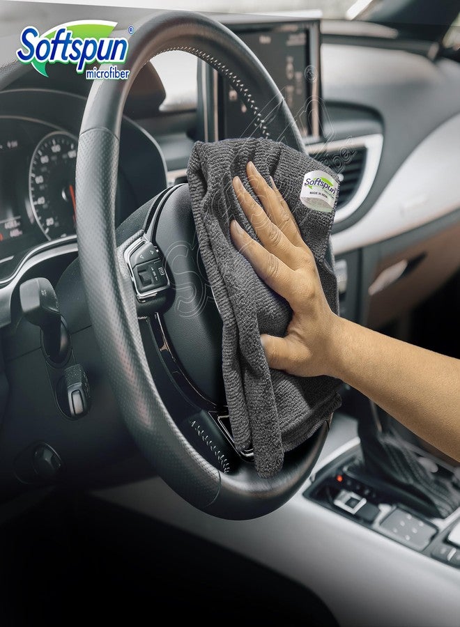 SOFTSPUN Microfiber Cloth - 4 pcs - 40x40 cms - 340 GSM Grey- Thick Lint & Streak-Free Multipurpose Cloths - Automotive Microfibre Towels for Car Bike Cleaning Polishing Washing & Detailing - Image 5