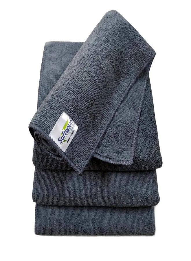 SOFTSPUN Microfiber Cloth - 4 pcs - 40x40 cms - 340 GSM Grey- Thick Lint & Streak-Free Multipurpose Cloths - Automotive Microfibre Towels for Car Bike Cleaning Polishing Washing & Detailing - Image 1